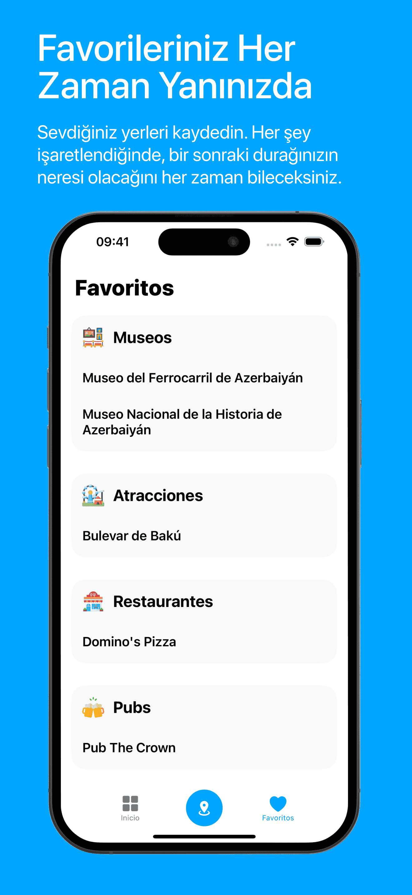 Visit Baku Favorites Page Screenshot