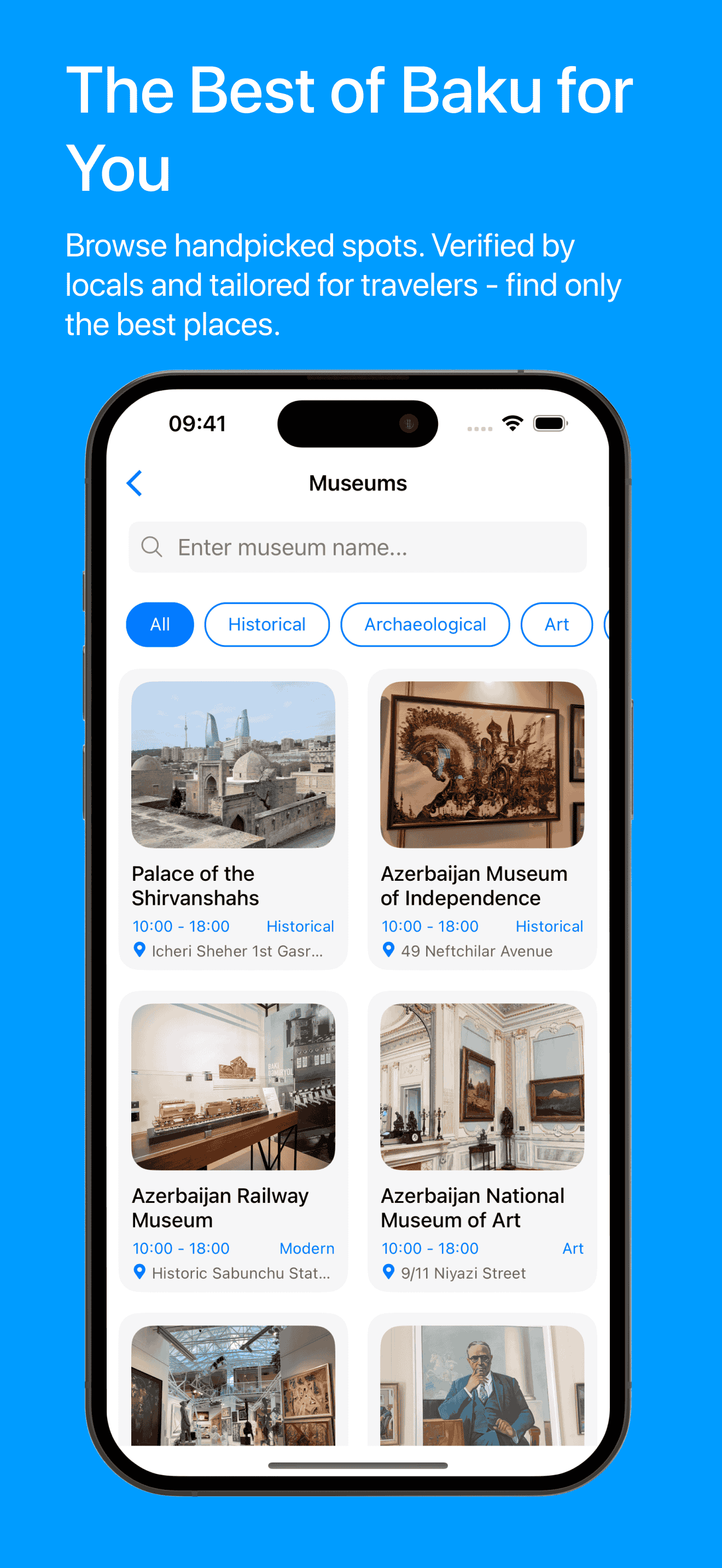 Visit Baku Places Page Screenshot