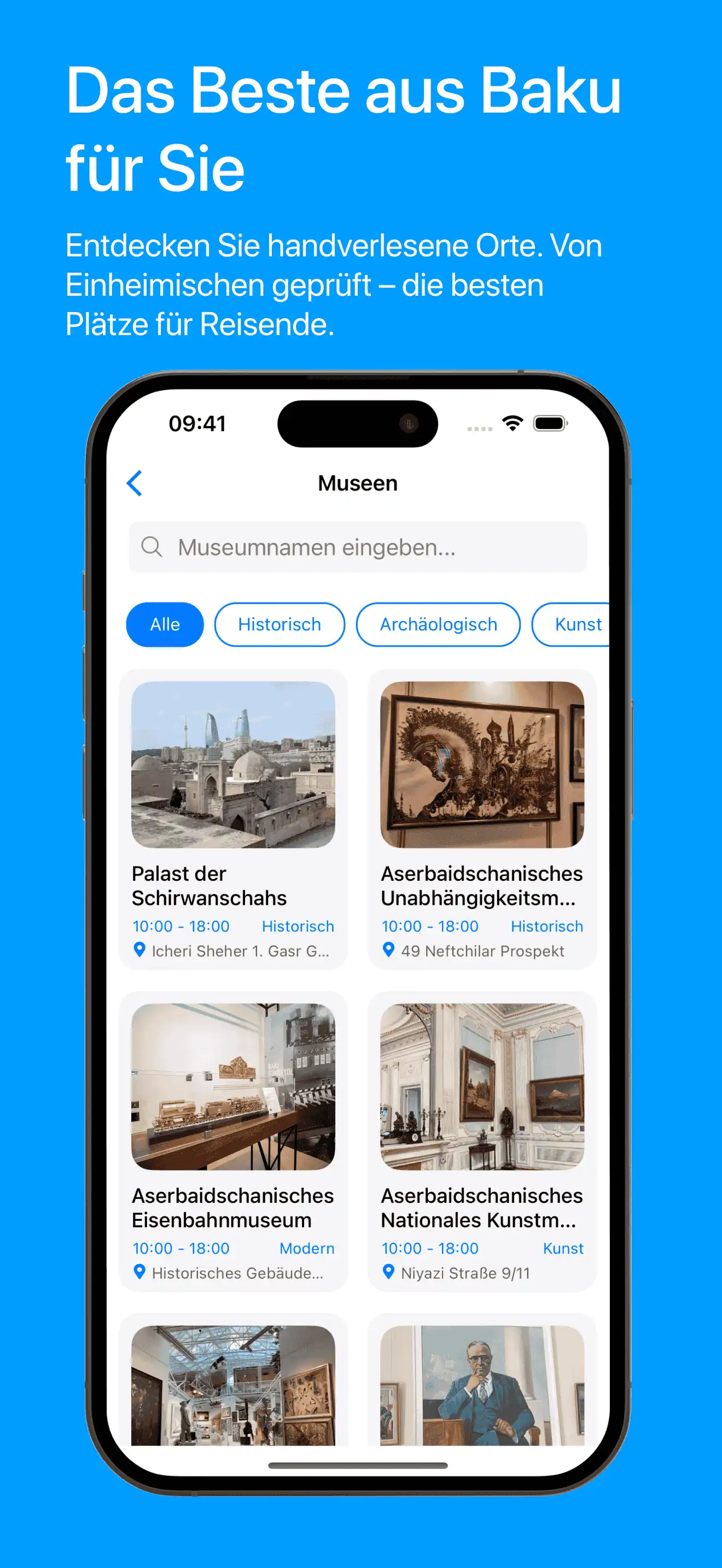 Visit Baku Places Page Screenshot